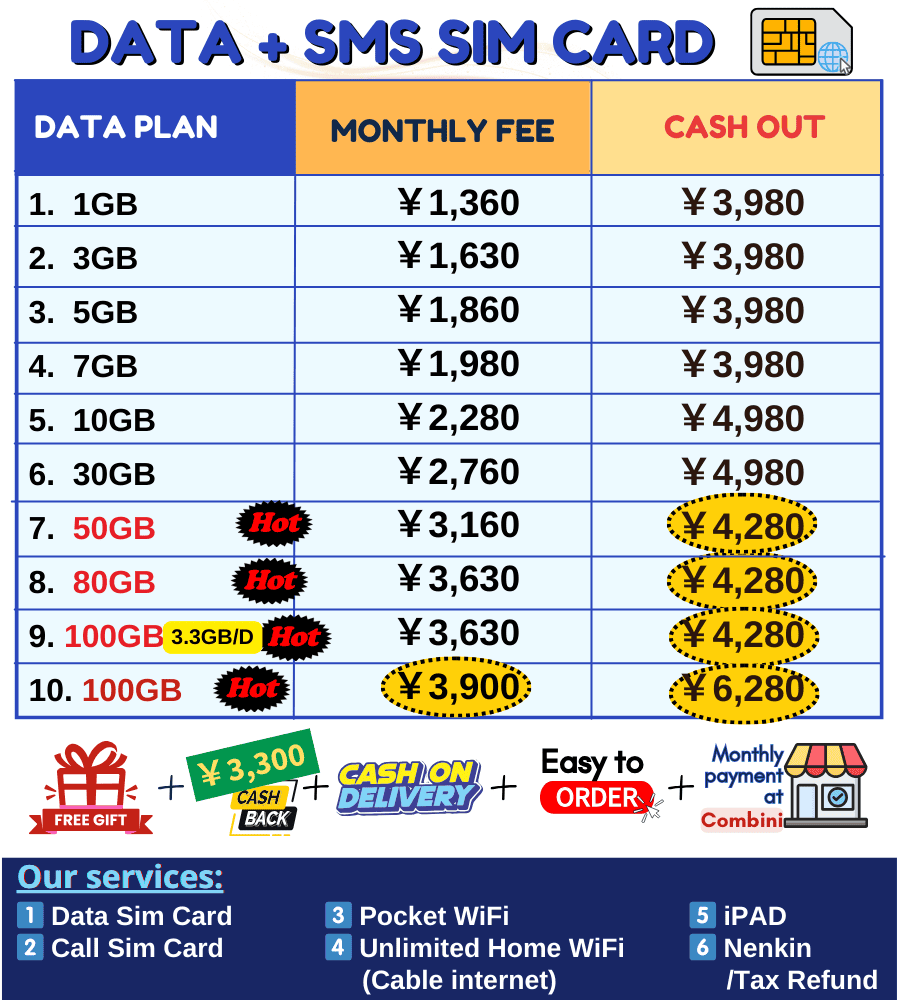 Easy to rent a Japanese Data SIM card at cheap price